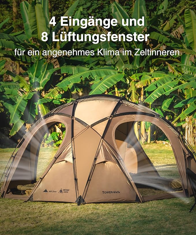 Kuppelzelt 4 Personen Campingzelt Familiencamping Familienzelt Winterzelt wasserdicht 3000 mm 4 Jahr