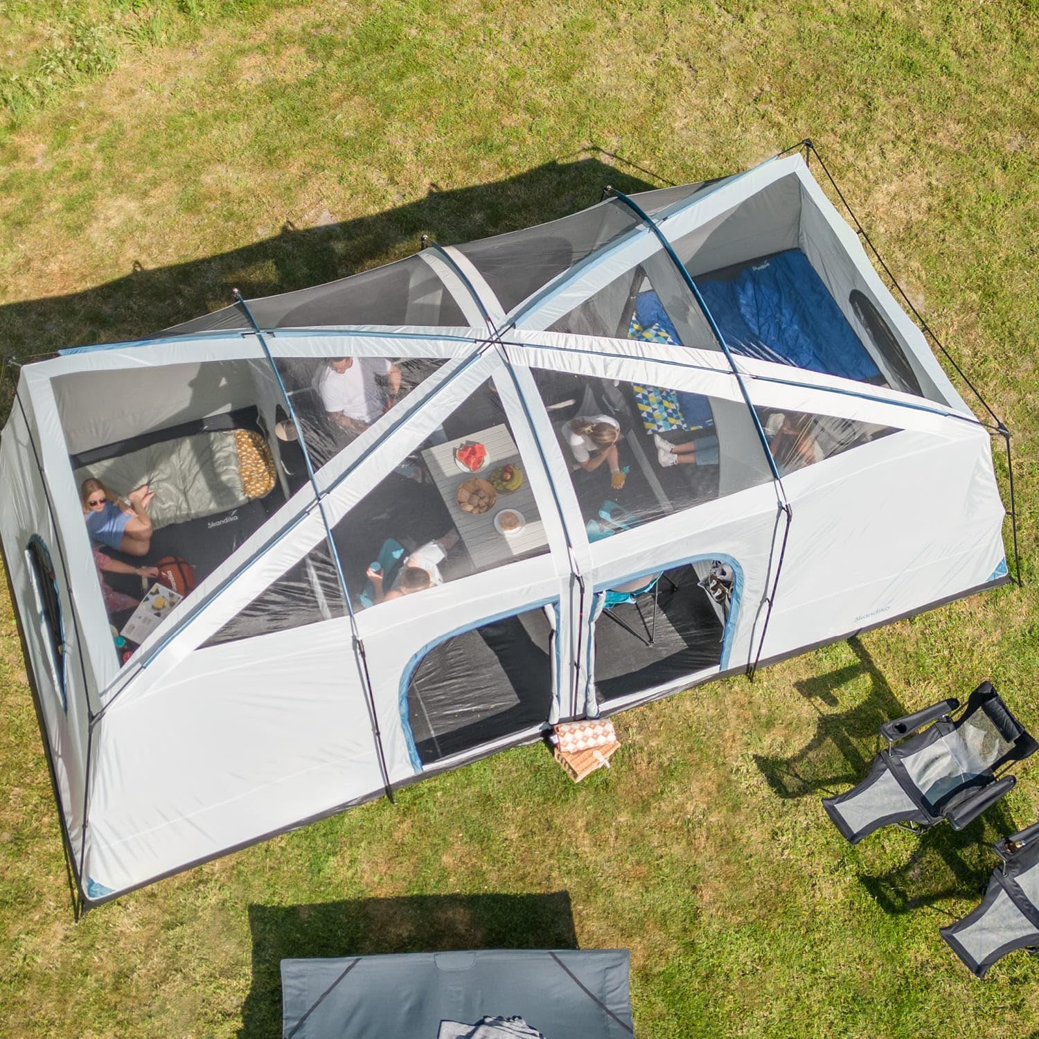 Urlaubszelt Familie Campingzelt Familienzelt 10 Personen mit Einzelwand Mesh-Dach abnehmbares Überze – Thumbnail 9
