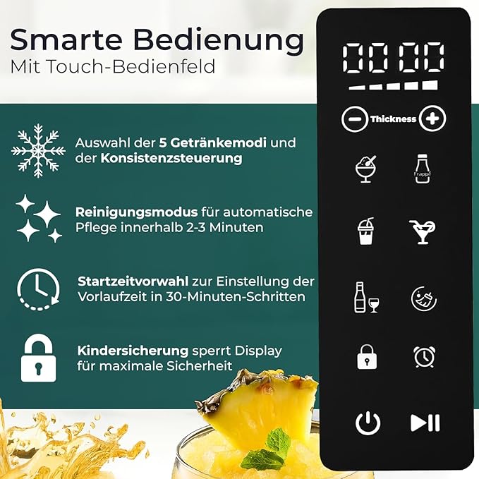 Slush Maschine privat mit 5 voreingestellten Programmen: Slushie Cocktail Milchshake Frappé Wein aut – Thumbnail 13