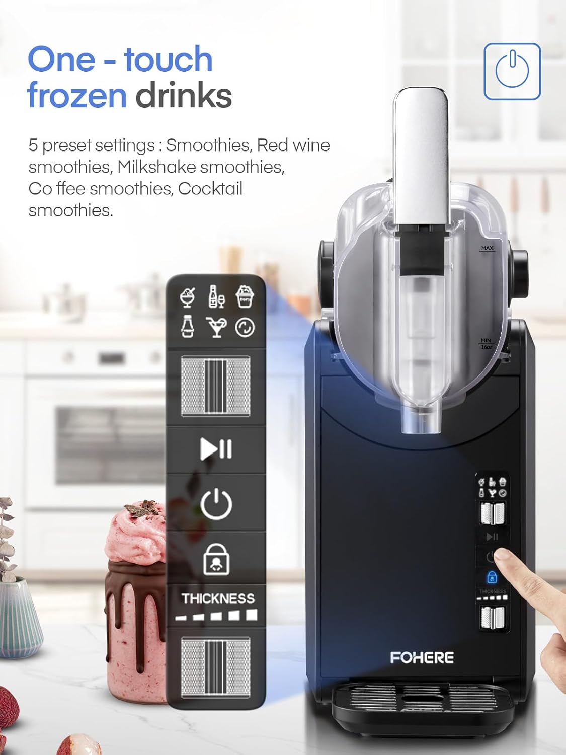 Slush Maschine 2L Slush Cocktail für Zuhause keine Eiswürfel erforderlich Selbstreinigend 5-in-1 mit – Thumbnail 6