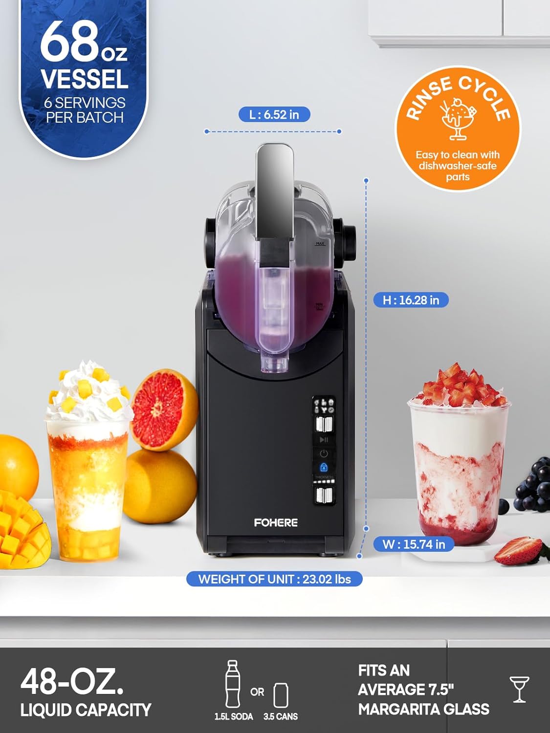 Slush Maschine 2L Slush Cocktail für Zuhause keine Eiswürfel erforderlich Selbstreinigend 5-in-1 mit – Thumbnail 7