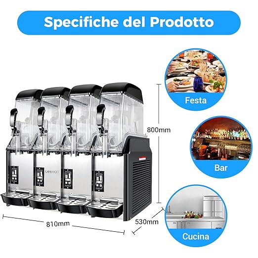 4er Slusheis Maschine 48 L kommerzieller Slush-Eisbereiter Slusheis Slushy-Maker 4 x 12 l – Thumbnail 6