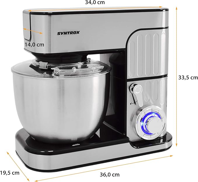 Fleischwolf leistungsstarke Küchenmaschine 1300 Watt Knetmaschine Mixer zeitloses Design 5,5 Liter – 5