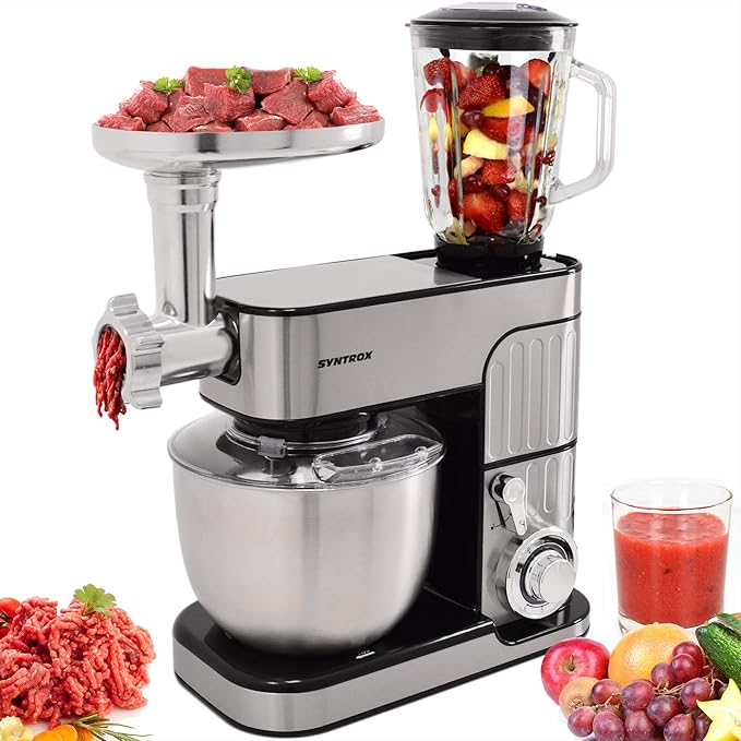 Fleischwolf leistungsstarke Küchenmaschine 1300 Watt Knetmaschine Mixer zeitloses Design 5,5 Liter