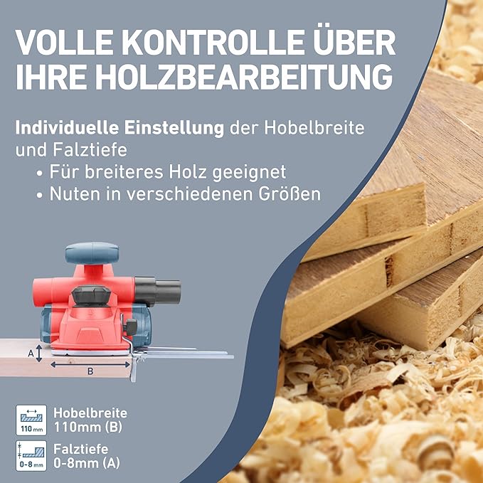 Elektrohobel Hobelmaschine Handhobel Premium 1000 WI mit 110 mm Hobelbreite und bis zu 3 mm Einspann – 3