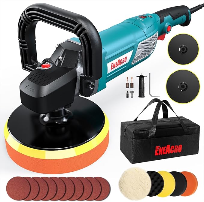 Poliermaschine 1800 W Polierer Variable Geschwindigkeit mit LCD-Display D-Griff und Seitengriff 150/