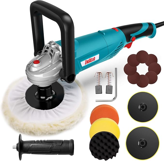 Poliermaschine 1200 W Polierer 6 variable Geschwindigkeiten 1000-3500 U/min mit 150/180 mm Polierpad
