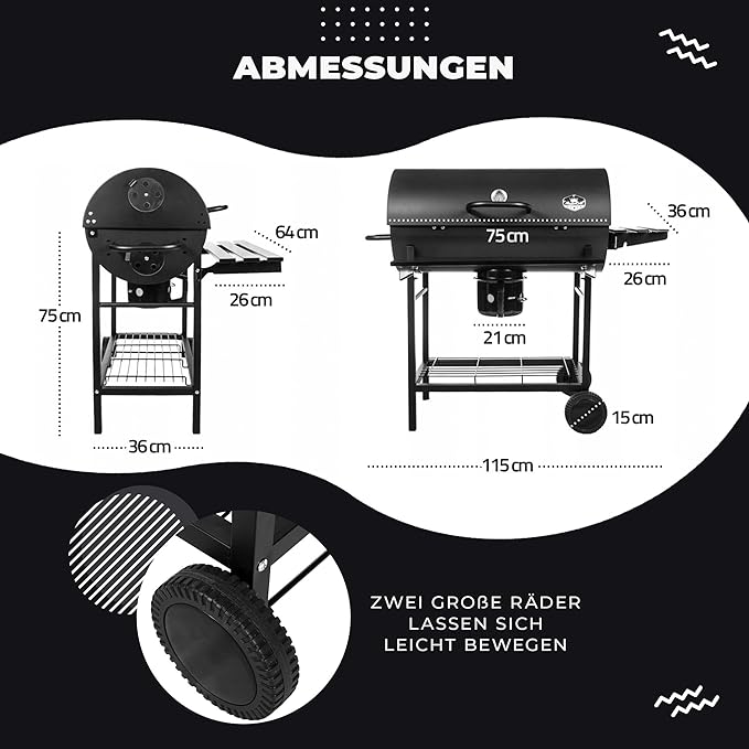 Campergrill Holzkohlegrill Grill groß Grillrost 710 x 350 mm mit Deckel + Warmhalterost – 4