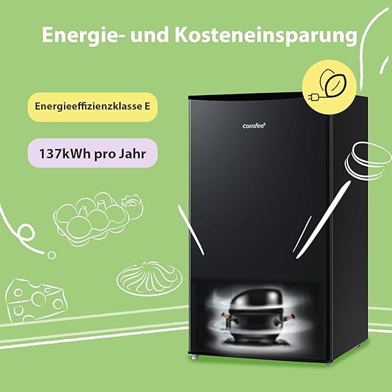 Kühlschrank 230 V mit Gefrierfach 80 L Tischkühlschrank Mini-Kühlschrank Obst- und Gemüsefach 84,5 c