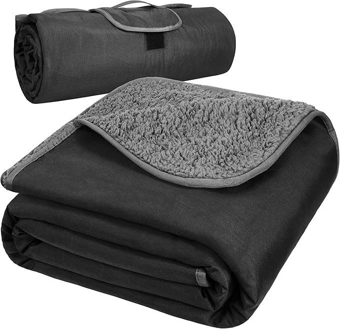 Wasserdichte Outdoor-Decke 203 x 150 cm mit Sherpa-Futter winddicht dreilagig warm bequem faltbar fü