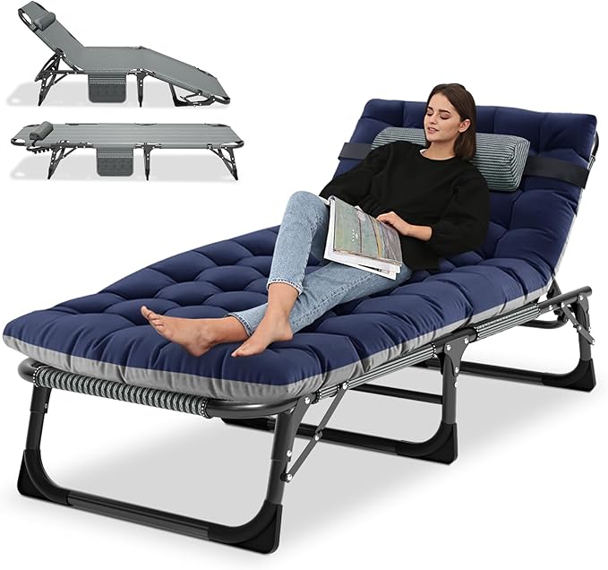 Zeltbett Sonnenliege klappbar Gartenliege 68 cm Breite 200 kg belastbar mit Matratze und Kopfstütze – 2
