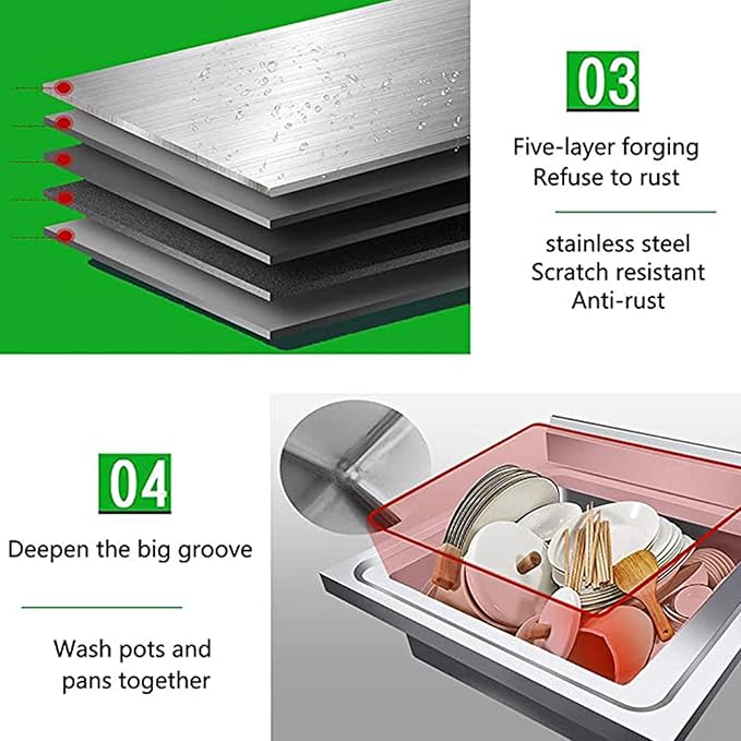 Outdoorspüle Edelstahl Camping Spüle Küchenspüle inkl. Armaturen 1 Becken mobile Spüle Gartenspüle S – 4