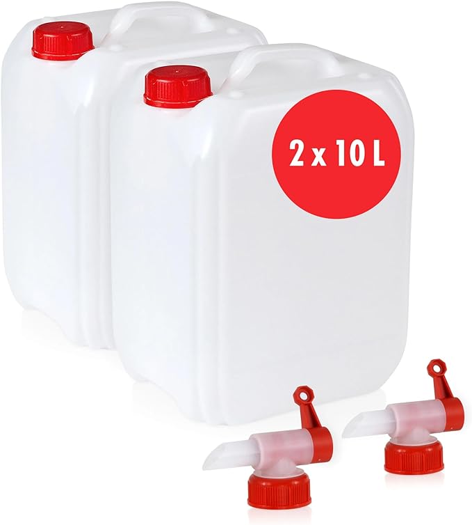 Wasserkanister 10 Liter weiß – BPA-frei & lebensmittelecht – ideales Campingzubehör für Flüssigkeite – 2
