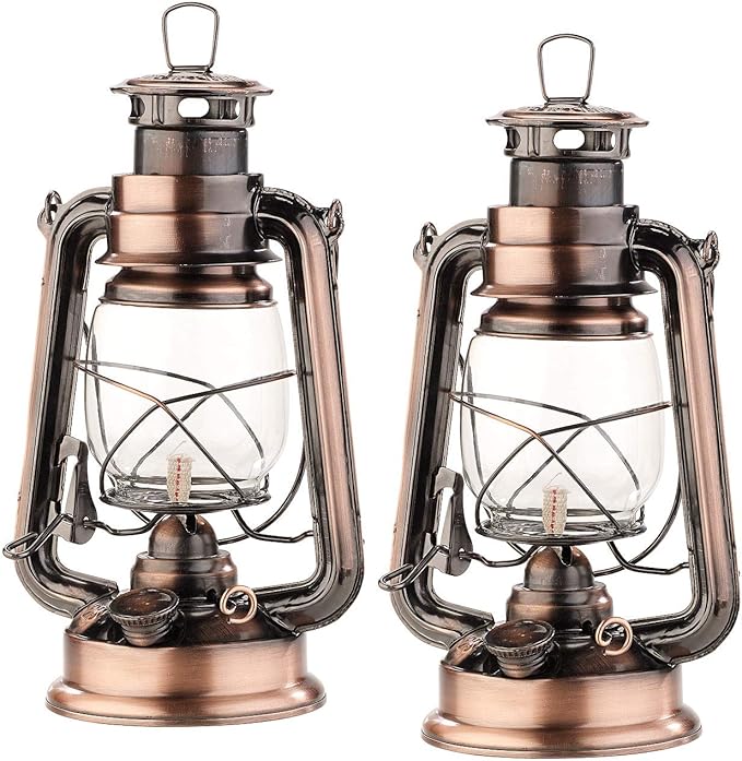 Öllampe 2er-Set nostalgische Petroleum-Sturmlaternen mit Glaskolben 24 cm Kerosinlampe Petroleum Öll