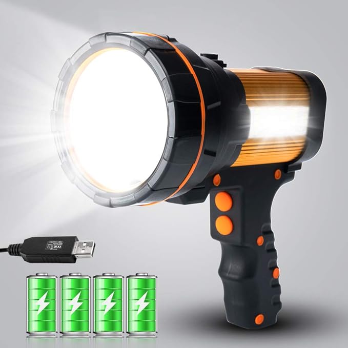 Handscheinwerfer hellste LED Taschenlampe extrem Hell aufladbar Handscheinwerfer mit grosser Batteri