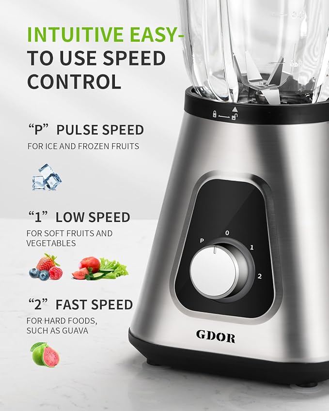 Küchenmixer Standmixer 2-1 Smoothie Maker Hochleistungsmixer 1200 W Mixer mit 1,5L Glaskrug und 650 – 4