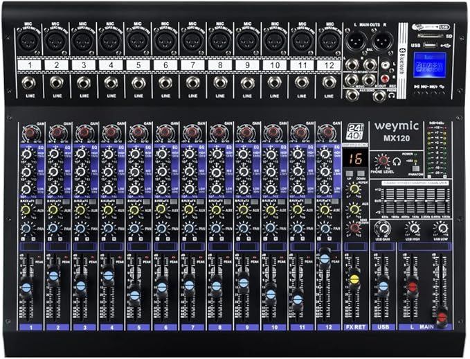 Professioneller Mixer Mischpult (12 Kanäle) für die Aufnahme von DJ-Bühnen-Karaoke-DSP-Effektor