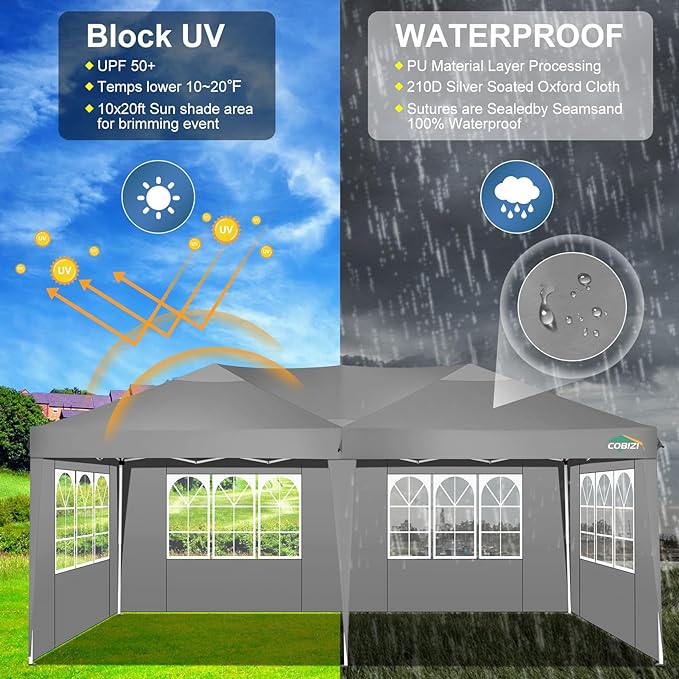 Faltpavillon 1 Stück Zelt Pavillon wasserdicht mit 6 Seitenwänden 4 davon mit Fenster 3 x 6 m (18 qm – 2