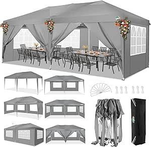Faltpavillon 1 Stück Zelt Pavillon wasserdicht mit 6 Seitenwänden 4 davon mit Fenster 3 x 6 m (18 qm
