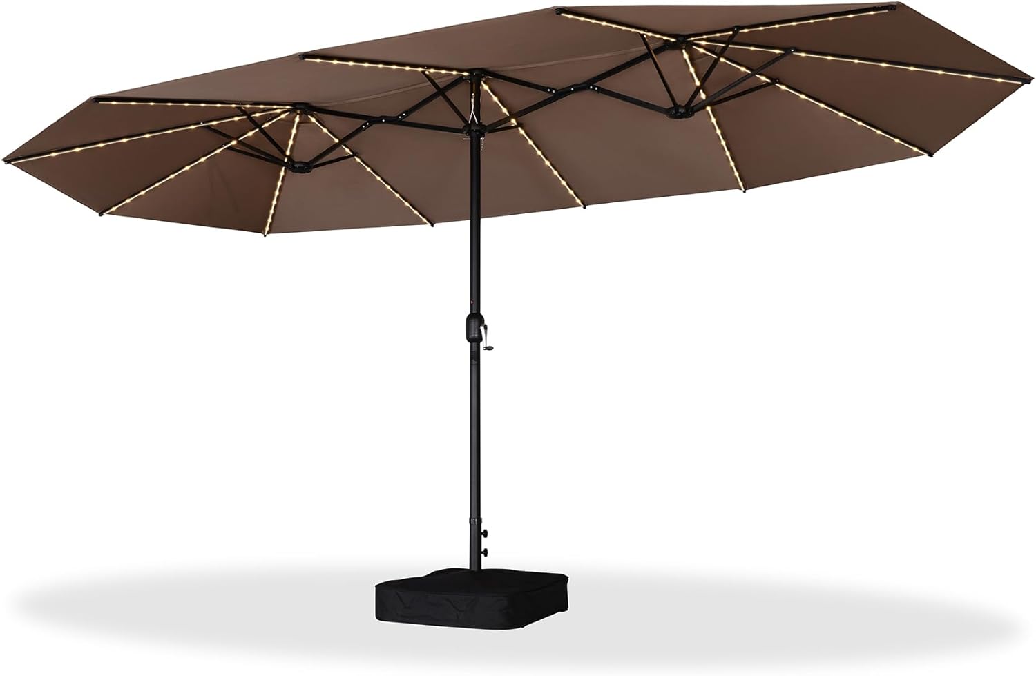 Doppelsonnenschirm LED 455 x 270 cm großer ovaler Sonnenschirm mit Kurbel UV-Schutz – Thumbnail 9