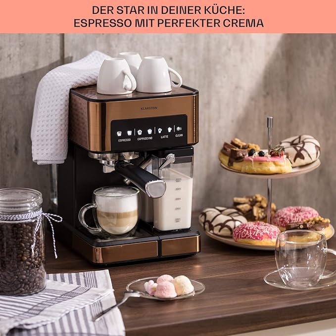 Espressomaschine Mini-Espressomaschine Kaffeevollautomat mit Milchaufschäumer 1,8 l mit Siebträger