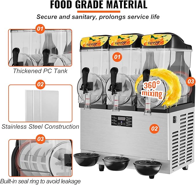 Slusheis Maschine Margarita-Maschine Smoothie gewerblich 36 l Slusheismaschine 75 Tassen  1100 W – Thumbnail 6