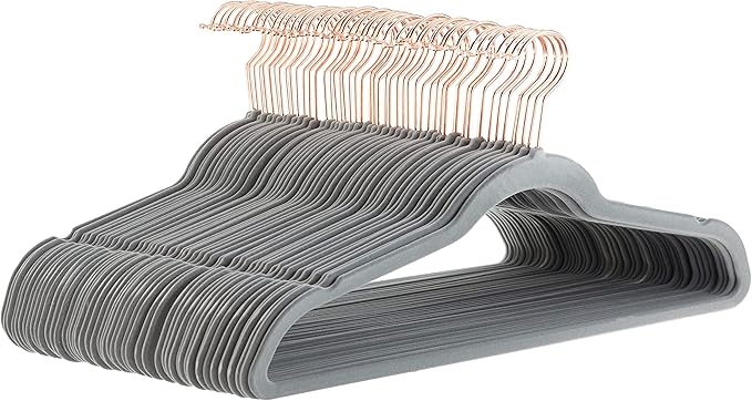 Kleiderbügel für Anzüge Samt schmal rutschfest Grau 50er-Pack