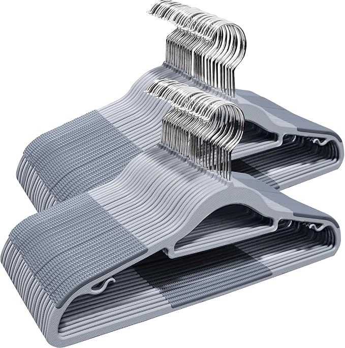 Kleiderbügel 50 Stück rutschfest aus Kunststoff platzsparend 360° drehbarer Haken Dicke 0,5 cm 42 cm