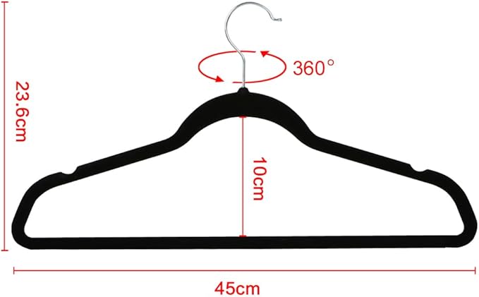 Kleiderbügel schwarz aus Samt Anzugbügel 50 Stück Schwarz 40 cm – 3