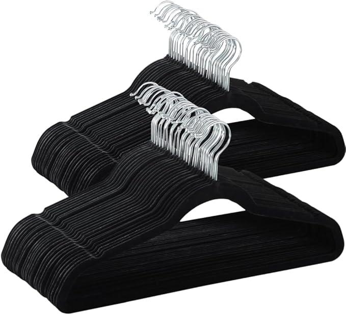 Kleiderbügel schwarz aus Samt Anzugbügel 50 Stück Schwarz 40 cm