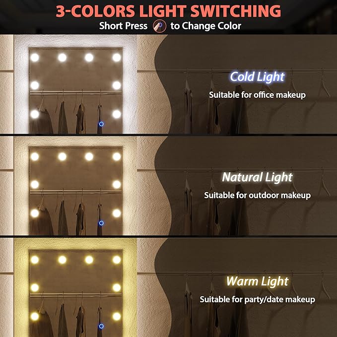 Wandspiegel beleuchtet Ganzkörperspiegel mit LED 155 x 50 cm Standspiegel mit Beleuchtung – 5