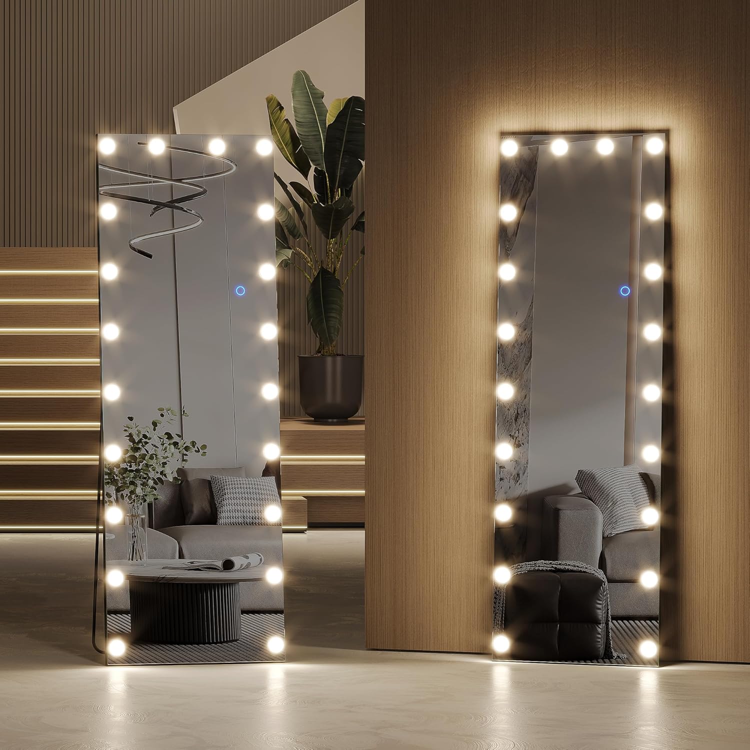 Wandspiegel beleuchtet Ganzkörperspiegel mit LED 155 x 50 cm Standspiegel mit Beleuchtung – Thumbnail 12
