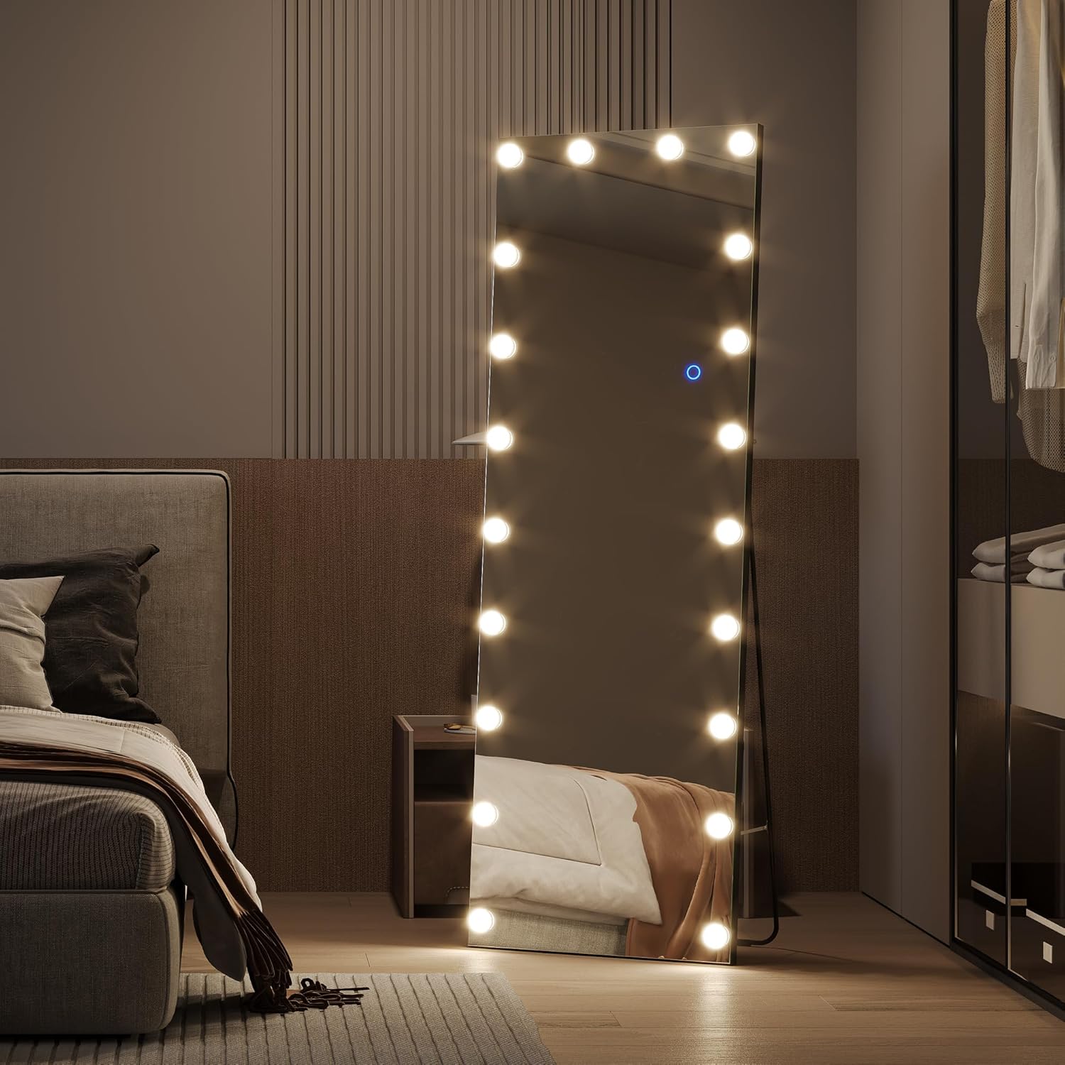 Wandspiegel beleuchtet Ganzkörperspiegel mit LED 155 x 50 cm Standspiegel mit Beleuchtung – Thumbnail 14