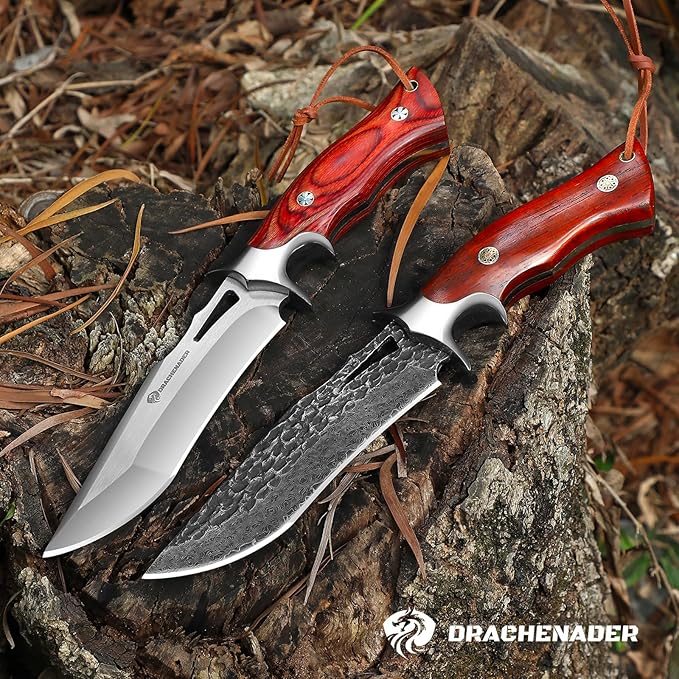 Jagdmesser feststehende Klinge 13 cm Klingenlänge Outdoormesser M390 Stahl Gürtelmesser Lederscheide – Thumbnail 9