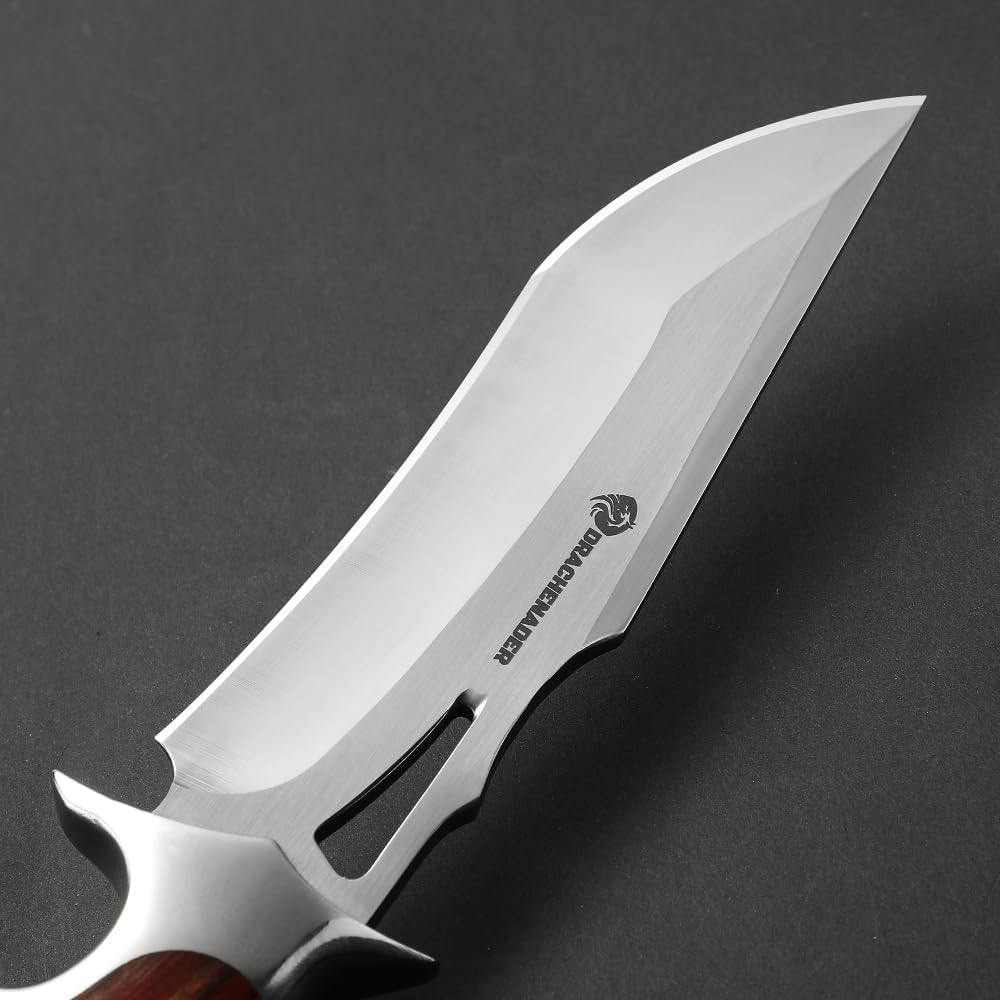 Jagdmesser feststehende Klinge 13 cm Klingenlänge Outdoormesser M390 Stahl Gürtelmesser Lederscheide – Thumbnail 13