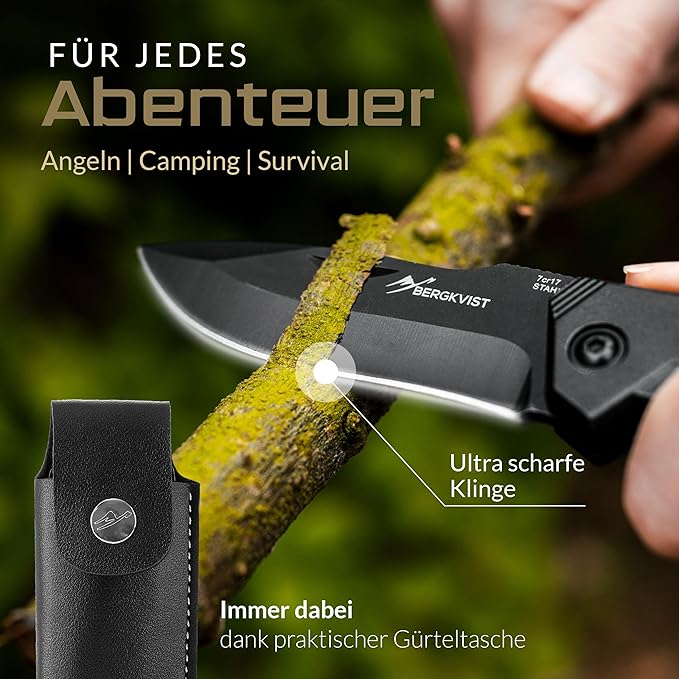 Campingmesser Jagdmesser Klappmesser Zweihandmesser scharfes Messer Outdoor mit Edelstahlklinge  – 4