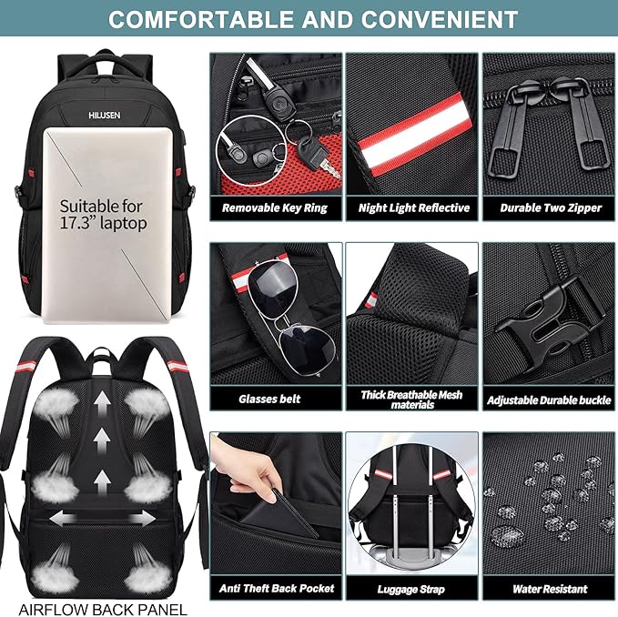 Rucksack Wanderrucksack Laptoprucksack Campingrucksack Picknickrucksack Gepäcktasche 50 L 17,3 Zoll – 5