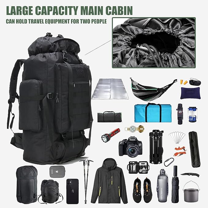 Wanderrucksack Rucksack wasserdicht 80 + 20 L Survival Rucksack Trekkingrucksack Reiserucksack