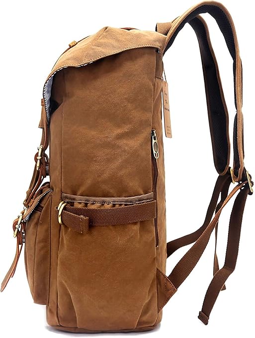 Tagesrucksack Wanderrucksack Outdoor-Rucksack für Reisen/Wandern aus Canvas-Leder für 15 Zoll/38 cm – 3