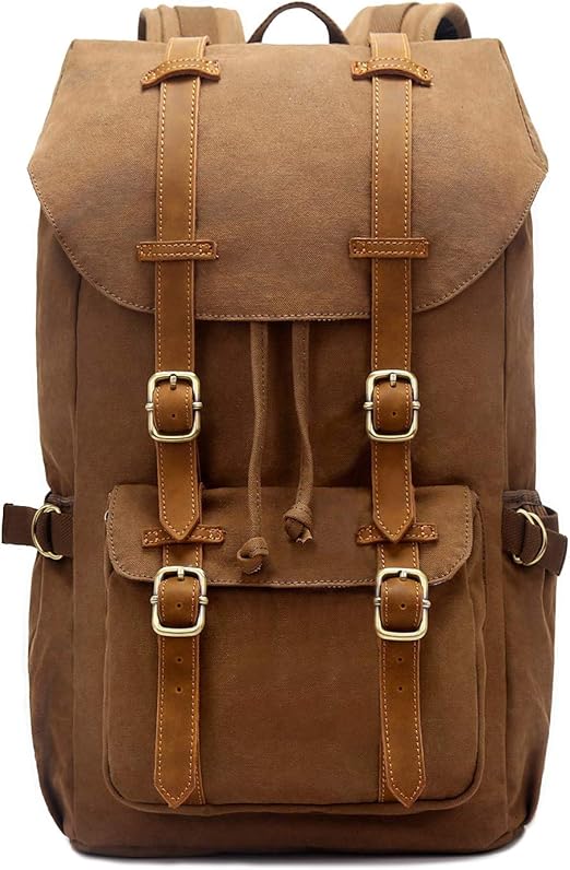 Tagesrucksack Wanderrucksack Outdoor-Rucksack für Reisen/Wandern aus Canvas-Leder für 15 Zoll/38 cm