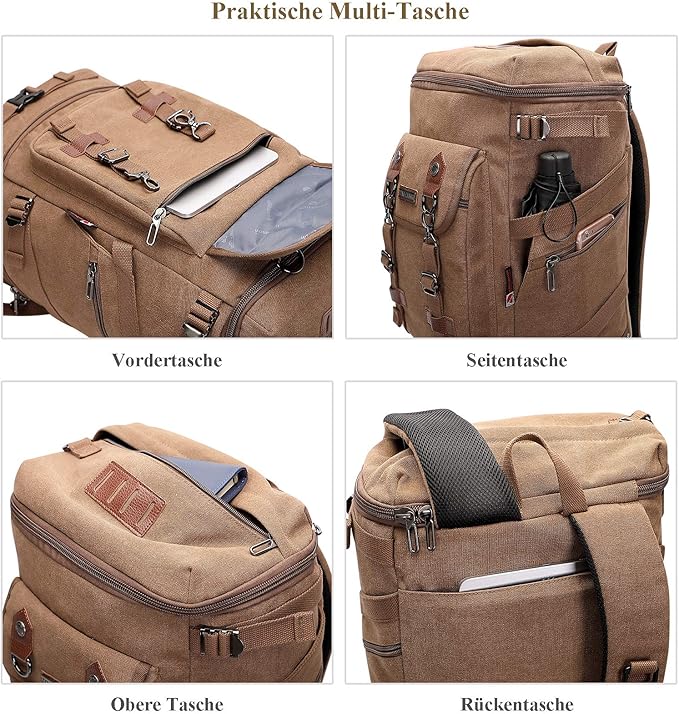Reiserucksack Rucksack großer umwandelbare Reisetasche Laptoprucksack Wanderrucksack – Thumbnail 6