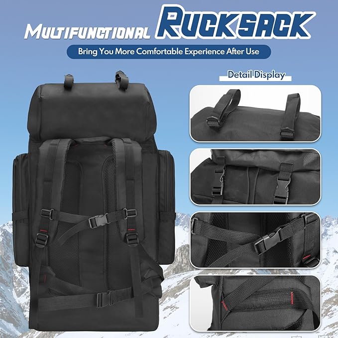 Campingrucksack 130 L Wanderrucksack Reiserucksack gr Trekkingrucksack mit Reflektorstreifen Outdoor – 5