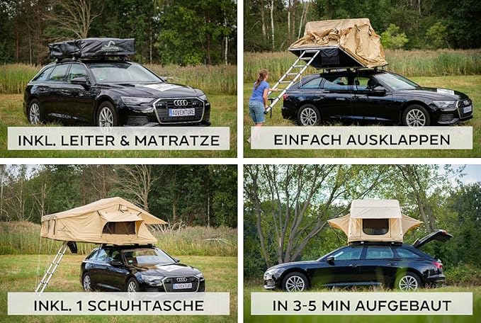 Autodachzelt mit Matratze 60 mm 10 mm 3D Mesh Teleskopleiter für Autos mit Markise – 2