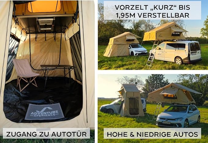 Autodachzelt mit Matratze 60 mm 10 mm 3D Mesh Teleskopleiter für Autos mit Markise – Thumbnail 6