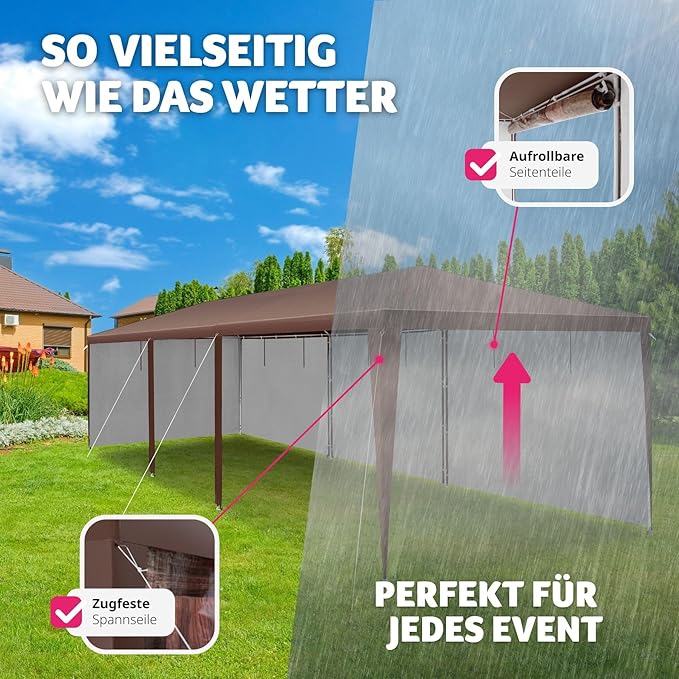 Festivalpavillon Zelt Almhütte Verkaufsstand Partyzelt 3D-Design mit 6 Seitenteilen Terrasse Event-U – 5