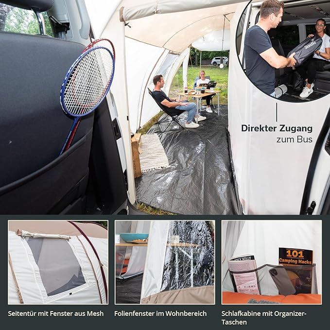 Busvorzelt Buszelt Bullizelt Minivanzelt Vorzelt Urlaub Campingzelt Winterzelt Camper Tramp – Thumbnail 8