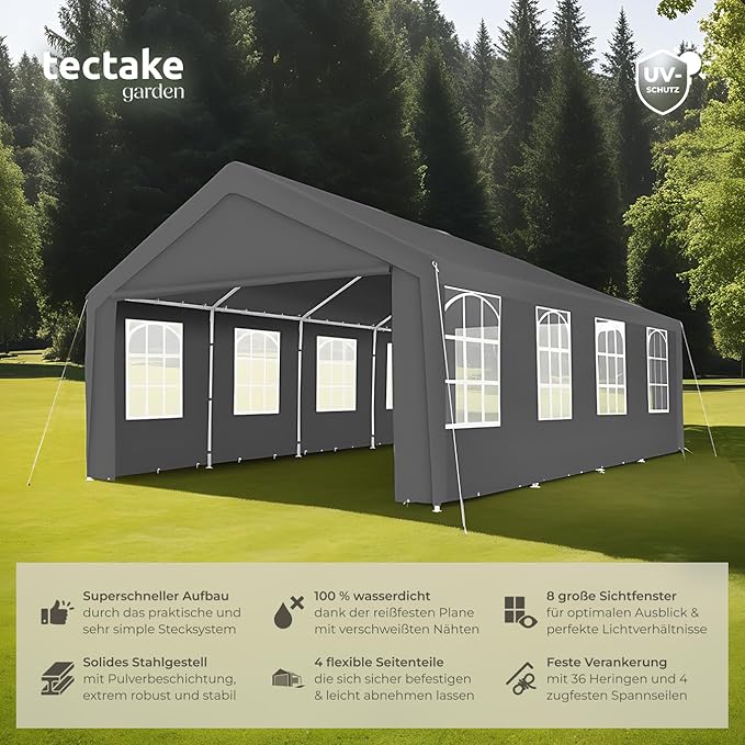 Partyzelt 4 x 8 m 32 qm Gartenpavillon Gartenzelt Eventzelt mit wasserdichter Plane Festzelt mit UV