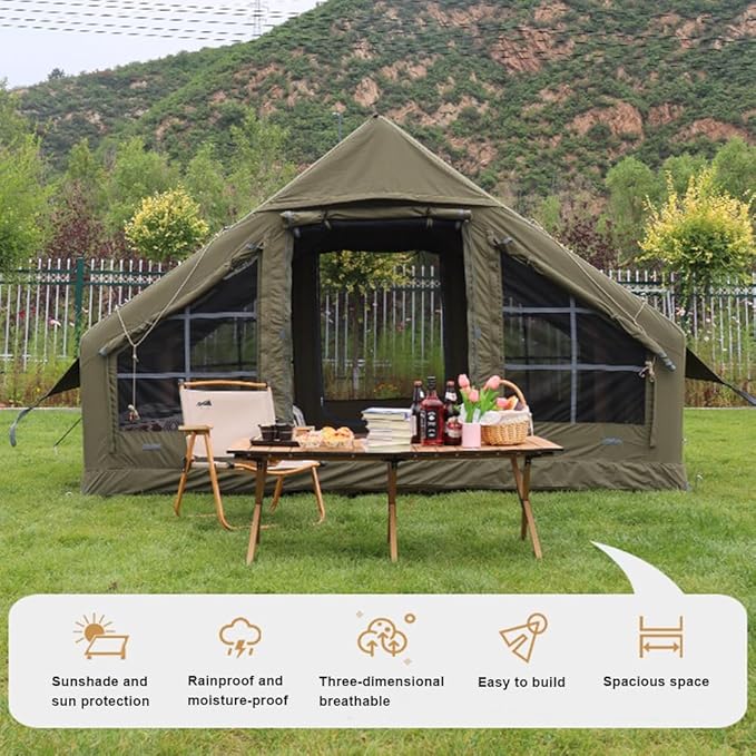 Sportzelt aufblasbares Zelt Campingzelt wasserdichtes Hauszelt Stehhöhenhaus Luxus-Wohnzelt Camping – Thumbnail 9