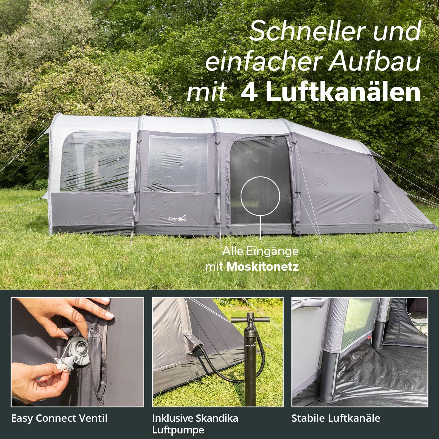 Luftzelt Aufblaszelt Zelt aufblasbar Familienzelt für 6 Personen 8700 x 5300 x 2200 mm Sleeper-Techn – 4