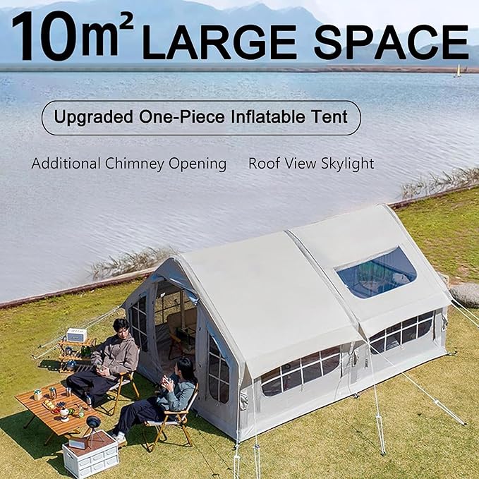 Zelt aufblasbar Glampingzelt aufblasbares Zelt 385 x 260 x 200 cm Campingzelt Ofenloch & Luftpumpe – 5